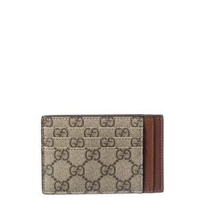 Gucci Gg Supreme Canvas & Leather Card Case, Brown